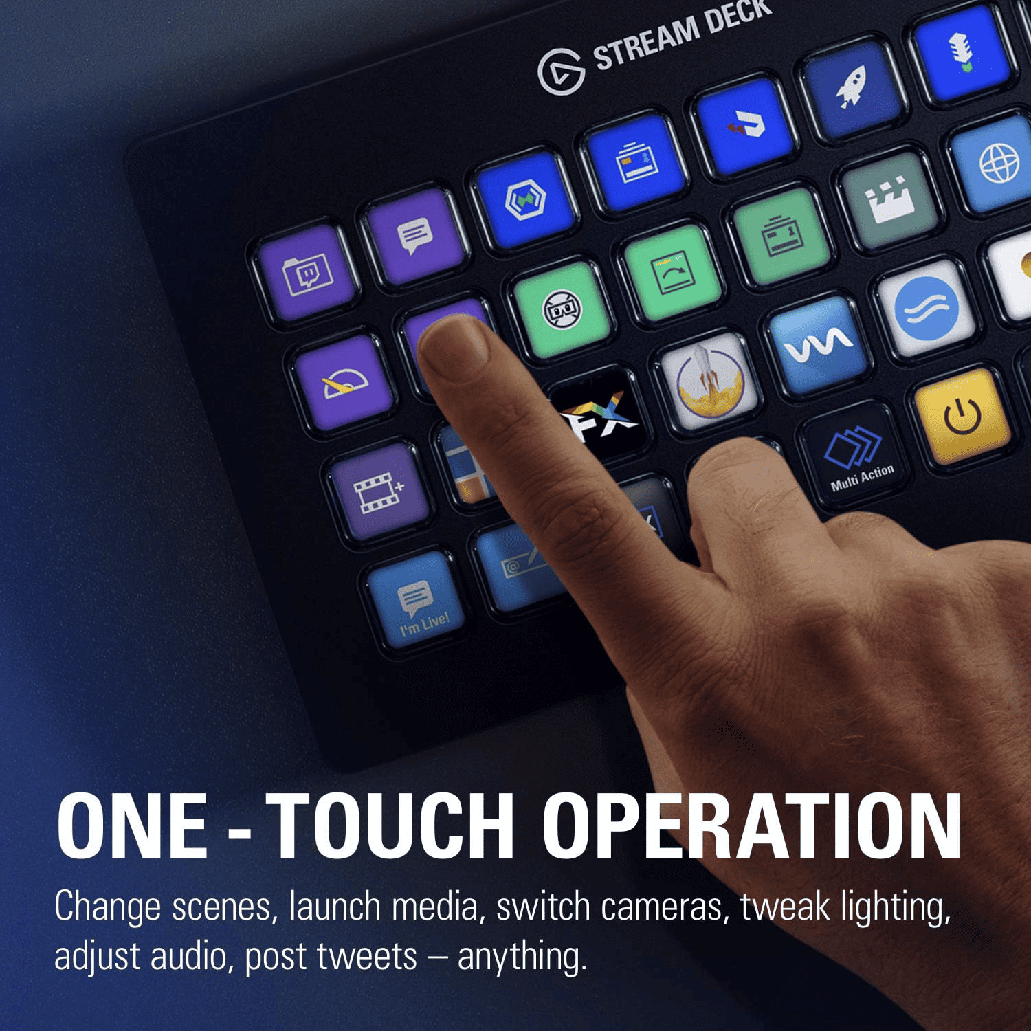 The Elgato Stream Deck allows Admins to access any app, website or other shortcut with one button.